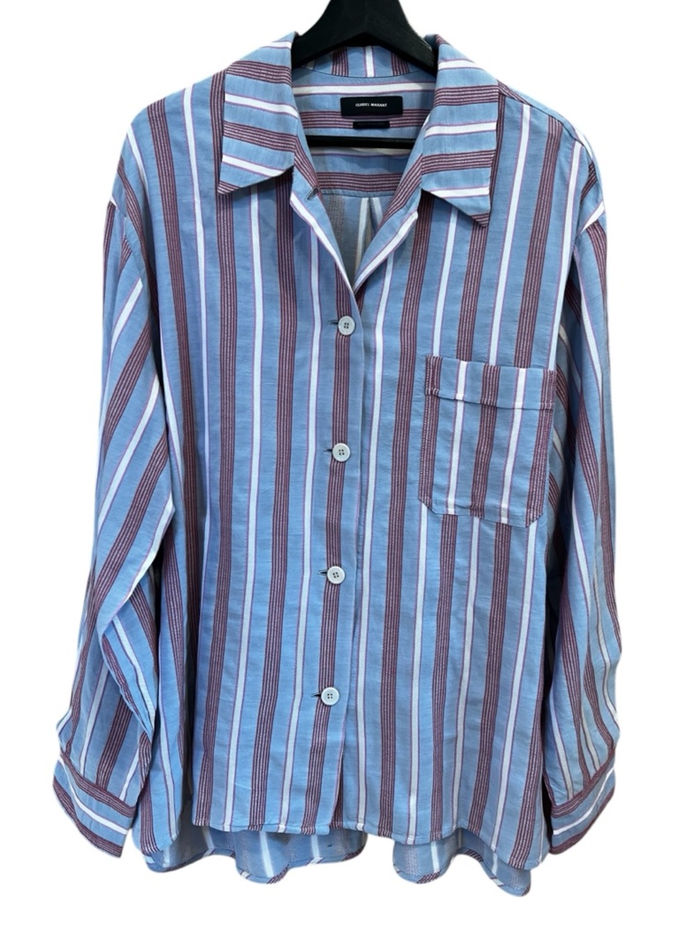 Isabel Marant Stripe Button Front Shirt Light Blue Stripe Size 42 US 10 French
